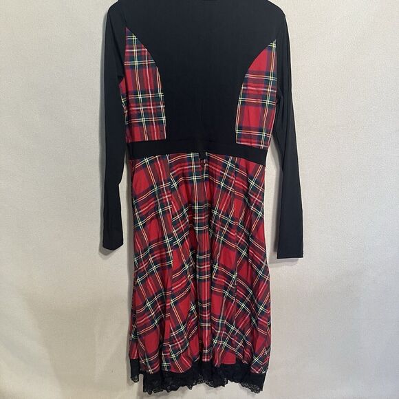 ROSE GAL Women's Dress Plus Sz L Size 14 Black Red Plaid Gothic Lace Punk Edgy - Picture 7 of 10
